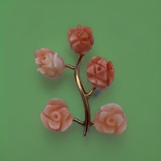 Vintage Genuine Coral Hand Carved Rose(s) Pendant