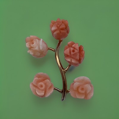 Vintage Genuine Coral Hand Carved Rose(s) Pendant