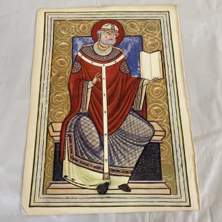 Medieval Illuminated Bishop With Book Verve 1939 Color Art Plate Blank Verso