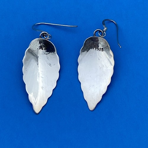 KF Native American Sterling Silver Mother Of Pearl Feather Earrings - Image 3