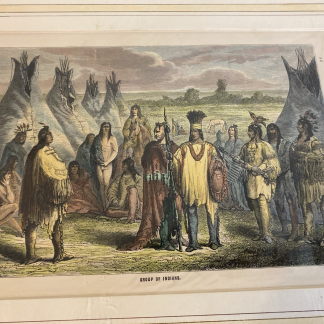 1885 Hand-Colored Engraving "Group of Indians" by Charles Maurand, Rare