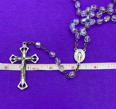 Vintage Claudio Cipolletti Aurora Borealis Crystal Faceted Glass Rosary, ITALY - Image 12