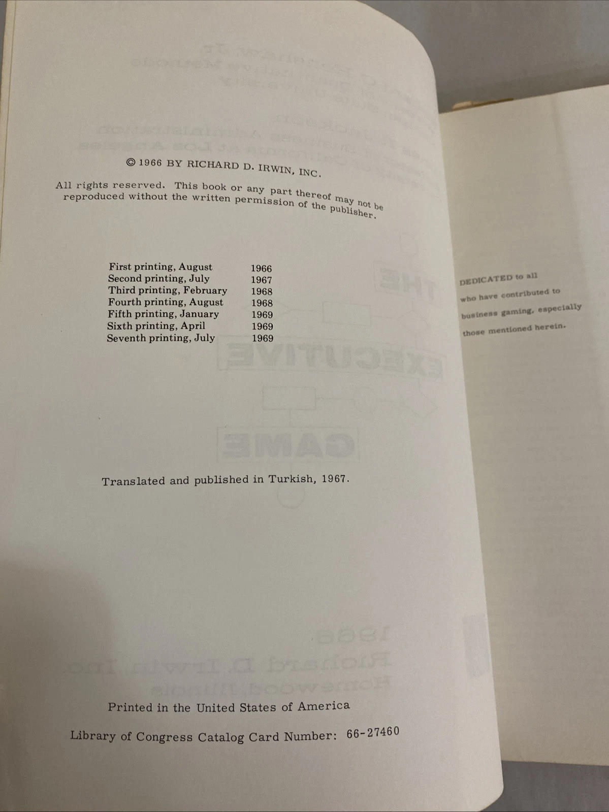 Executive Game 1969 7th Print + 1969 Exam Booklet Filled In Business Sim - Image 4
