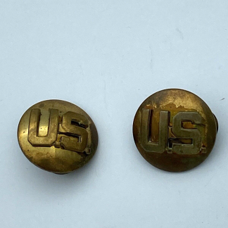 Pair Of US Military Militaria Insignia Brass Lapel Hat Pin Pinback Original