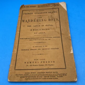 1850s Samuel French Wandering Boys Castle of Olival Acting Edition Drama Rare NY