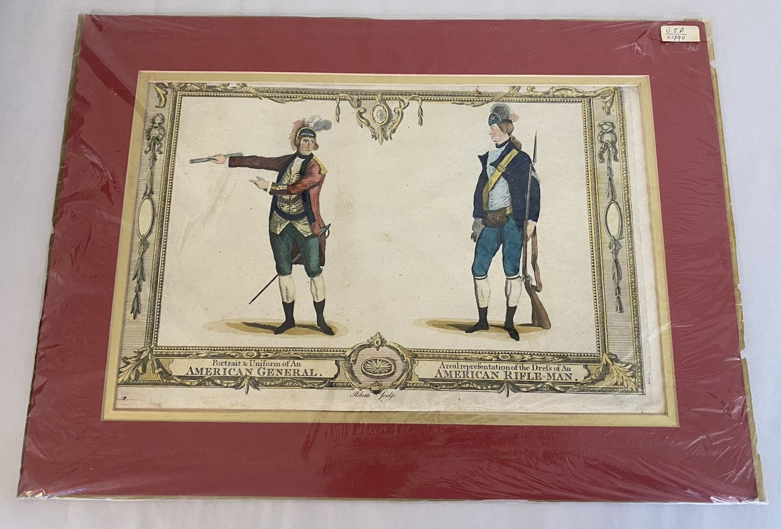 1783 Hand-Colored Engraving of American General & Rifleman – Rare Variant - Image 2