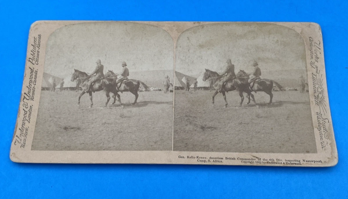 1900 Boer War Stereoview Gen Kelly-Kenny Inspecting Naauwpoort Camp South Africa