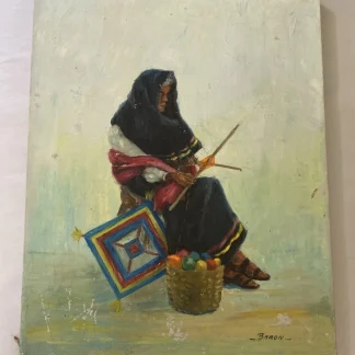 Eye of God 1972 Original Oil by Murel Baron – Native American Folk Art