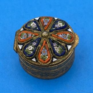 Vintage Italian Micro Mosaic Floral Pill Box ITALY