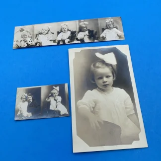 AZO RPPC & studio proofs—girl with teddy bear, candlestick phone, mother & child