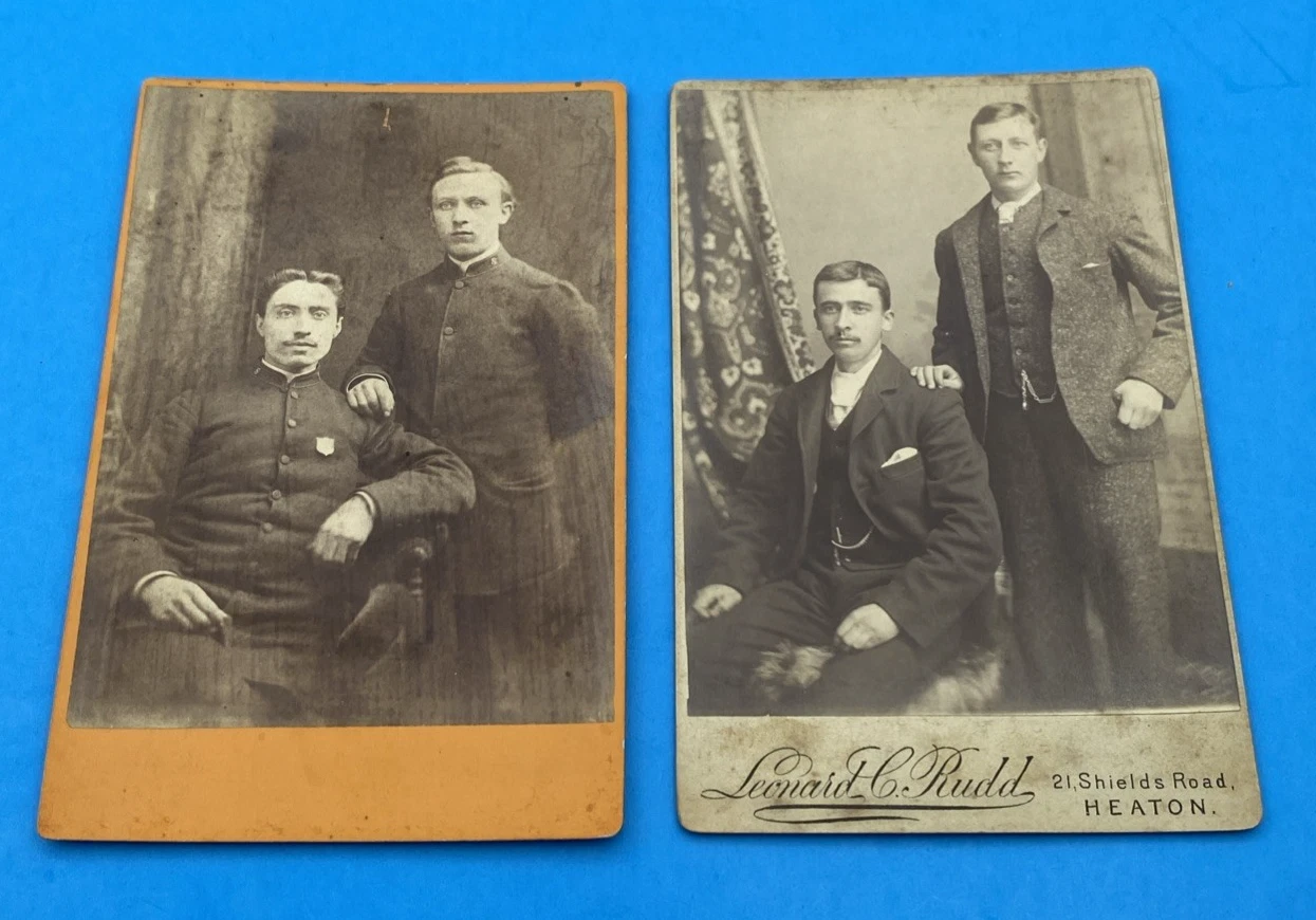Pair 1890s Newcastle cabinet cards, Gay Interest, Rudd & Ainsclough