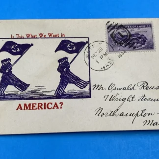 WWII Patriotic Cover 'Is This What We Want in America?' 3¢ Corregidor, JLL-110