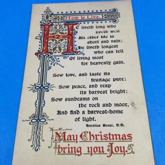 Ernest Nister Gilt Christmas Card No. 85 – “How to Live” – ca. 1895–1905