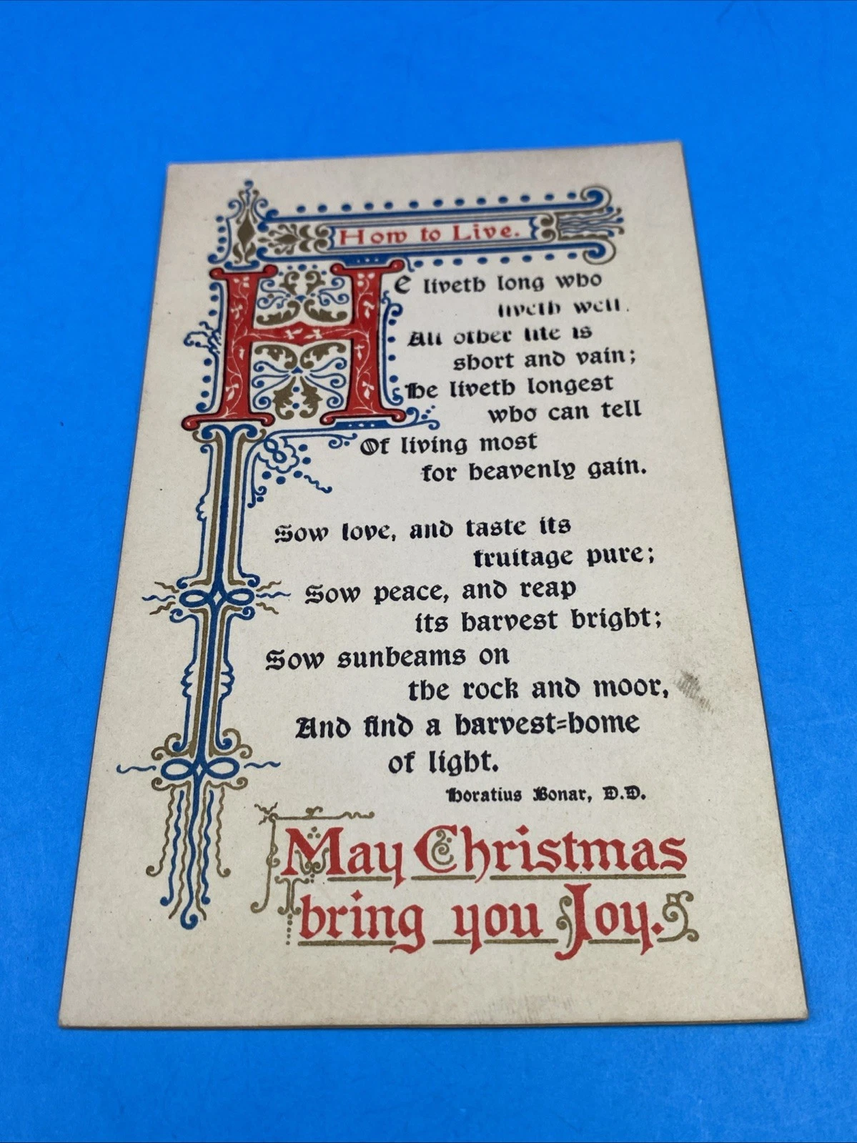 Ernest Nister Gilt Christmas Card No. 85 – “How to Live” – ca. 1895–1905