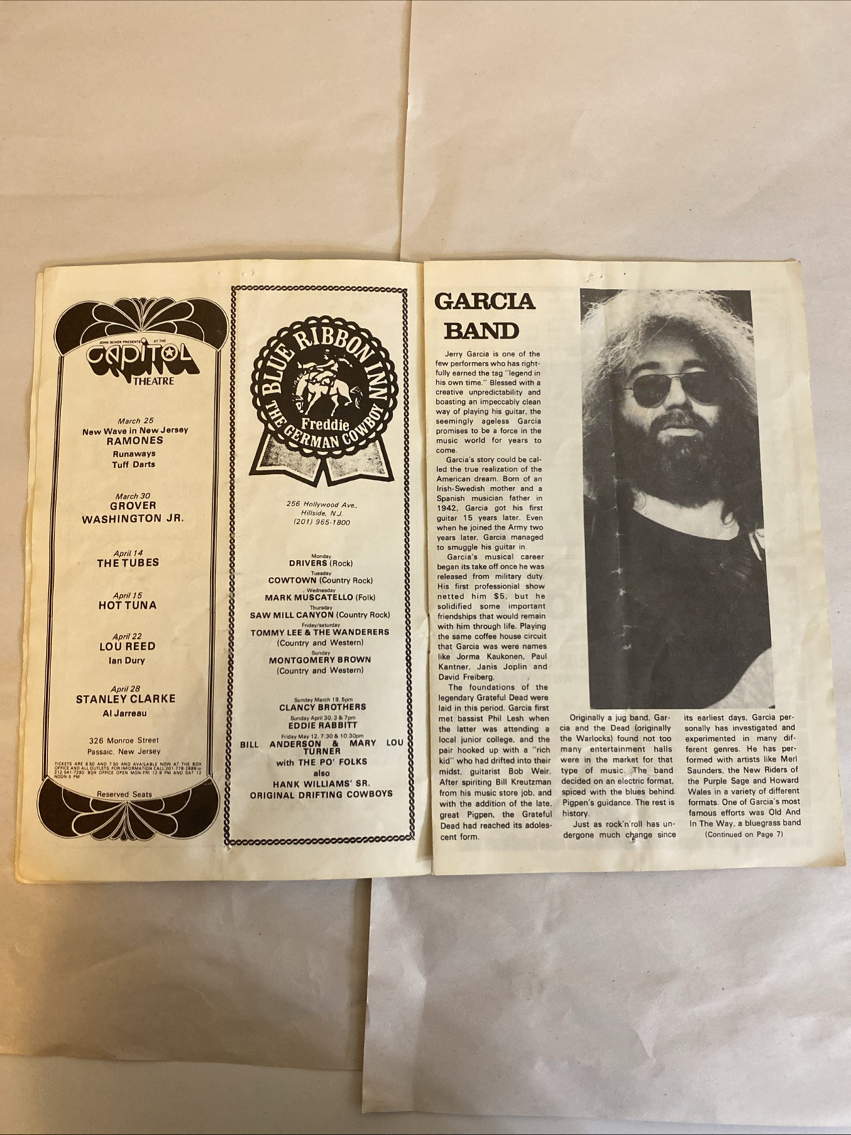 JERRY GARCIA Band Program - At The Capitol March 1978 - Image 6