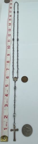 Vtg Rosary Clear Crystal Beads, Sterling Silver, Virgin Mary, Jesus Christianity - Image 4