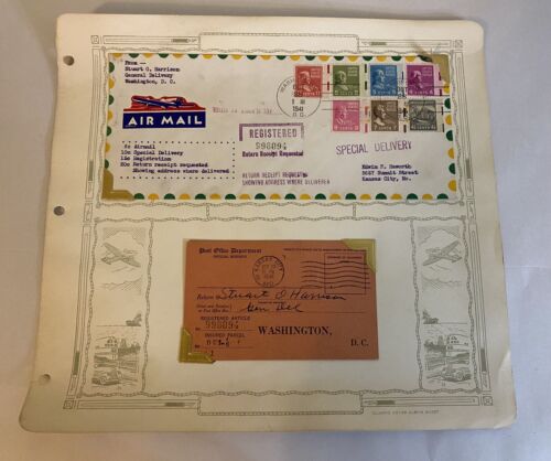 1941 Complete DC-KC Cover: Special Delivery, Registration & Return Receipt