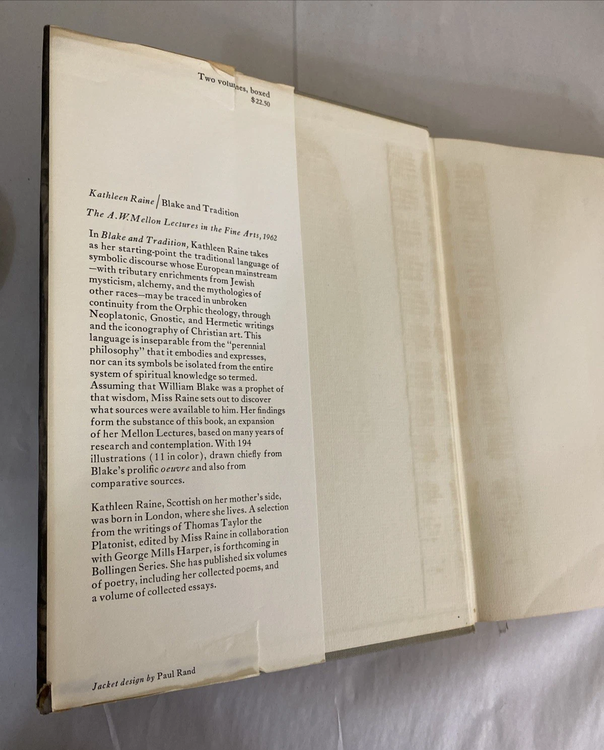 Blake and Tradition Vol II Kathleen Raine 1968 Bollingen Princeton Ex-Library HC - Image 2