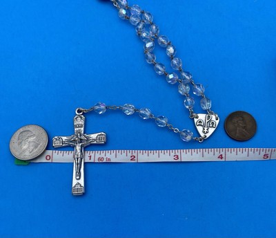 Vintage AB Crystal Faceted Glass Rosary, 4 Basilicas ROMA CITA ETERNA, Italy 20” - Image 12