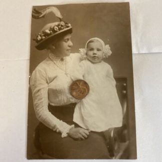 Antique Cook Collection Photo - Woman & Baby, Elegant Hat & Feather, Rare Find