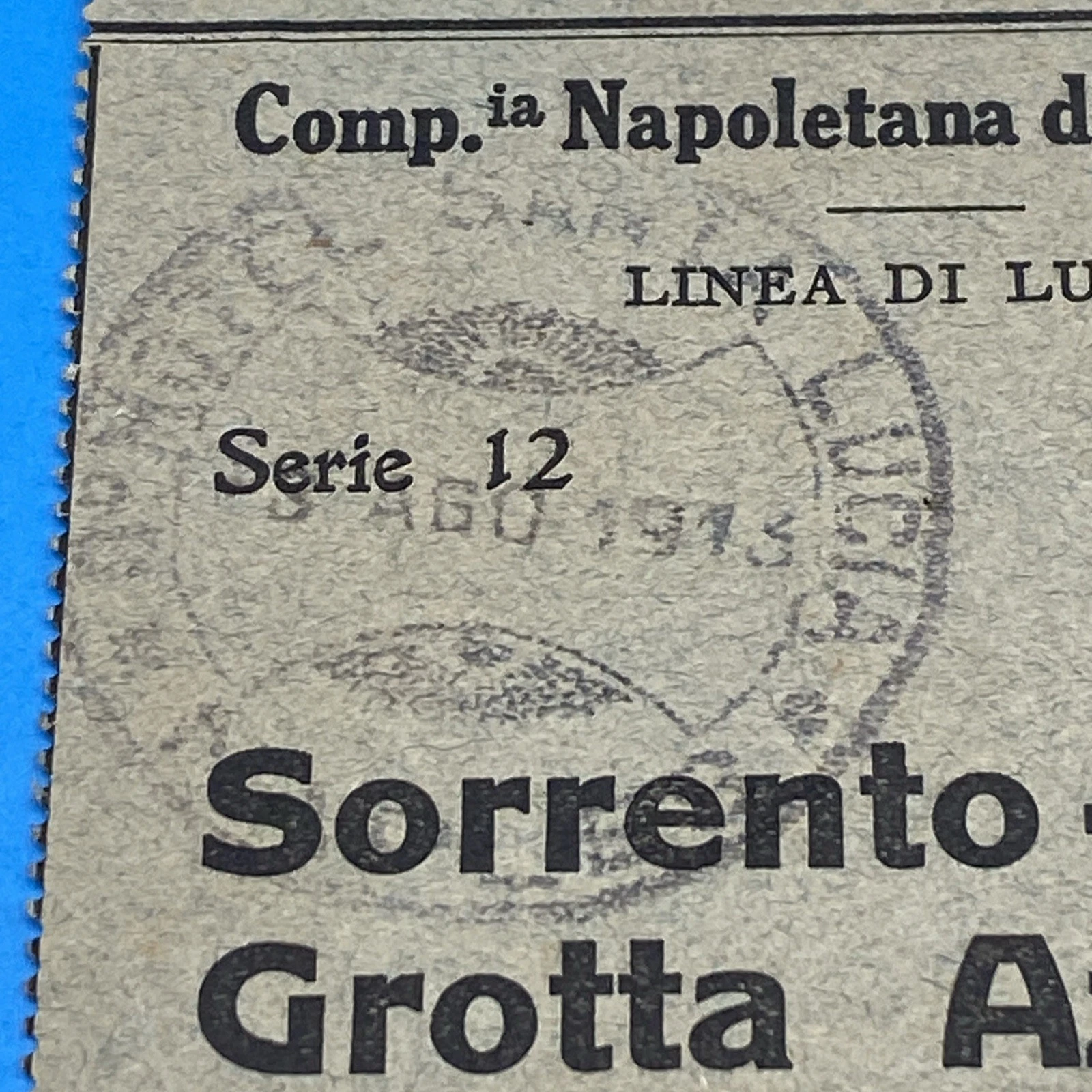1913 Sorrento Capri Grotta Azzurra Naples Luxury Steamship Ticket Italy - Image 2