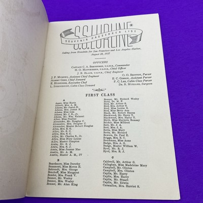 Edward E. Nahon S.S. Lurline Passenger List 1937 Honolulu to California Travel - Image 2