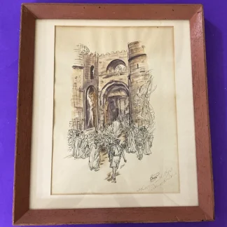 Robert S Berks Signed Ink Wash Drawing Thieves in Night Koestler 1951