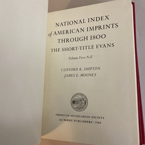 National Index Of American Imprints Through 1800 Short Title Clifford K Shipton - Image 3