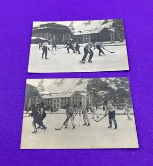 c.1910s Hockey RPPCs Mürren Switzerland by A. Demartines, Rare Winter Sport