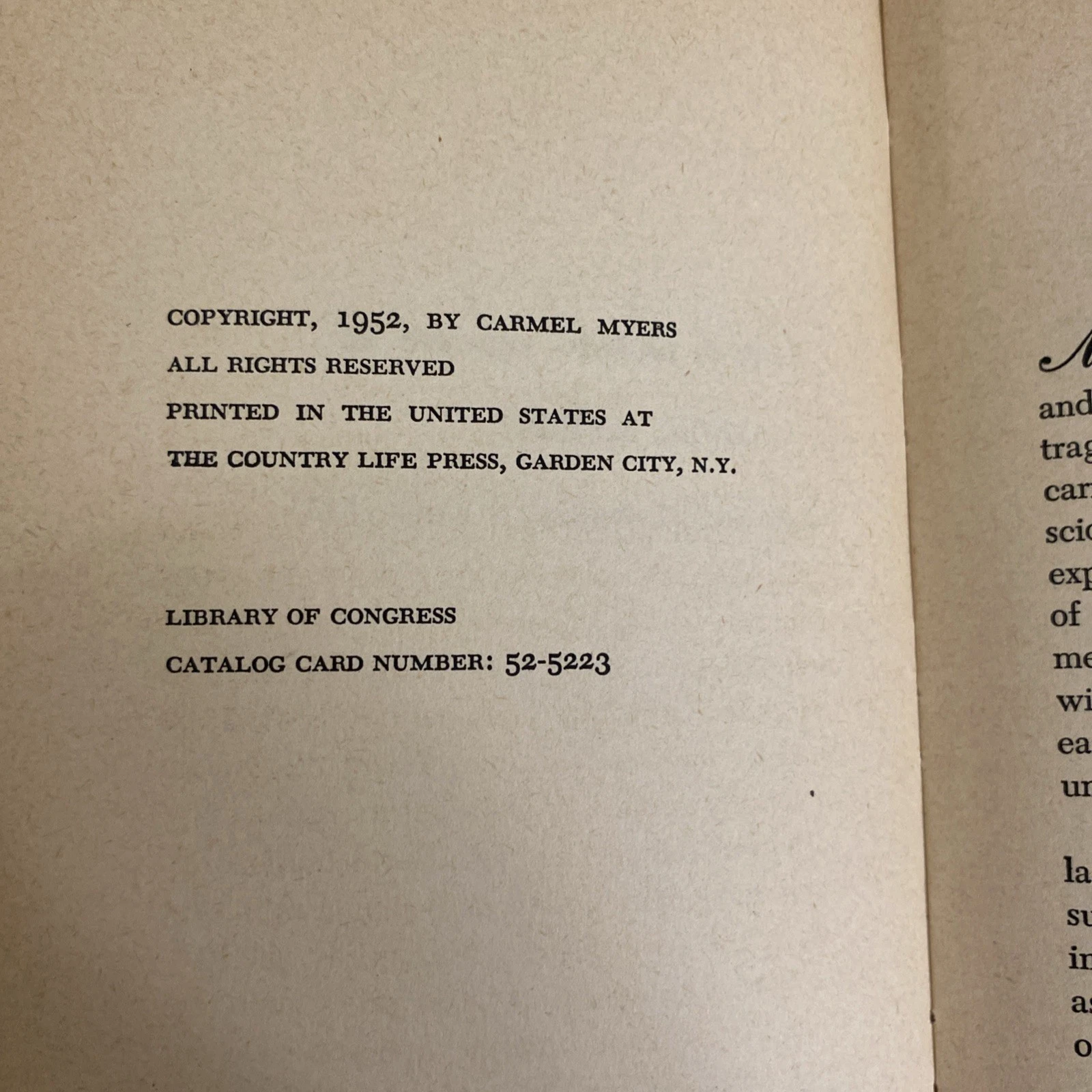 1952 Don't Think About It Carmel Myers SIGNED Inscribed Feb 1955 Doubleday HC NY - Image 7