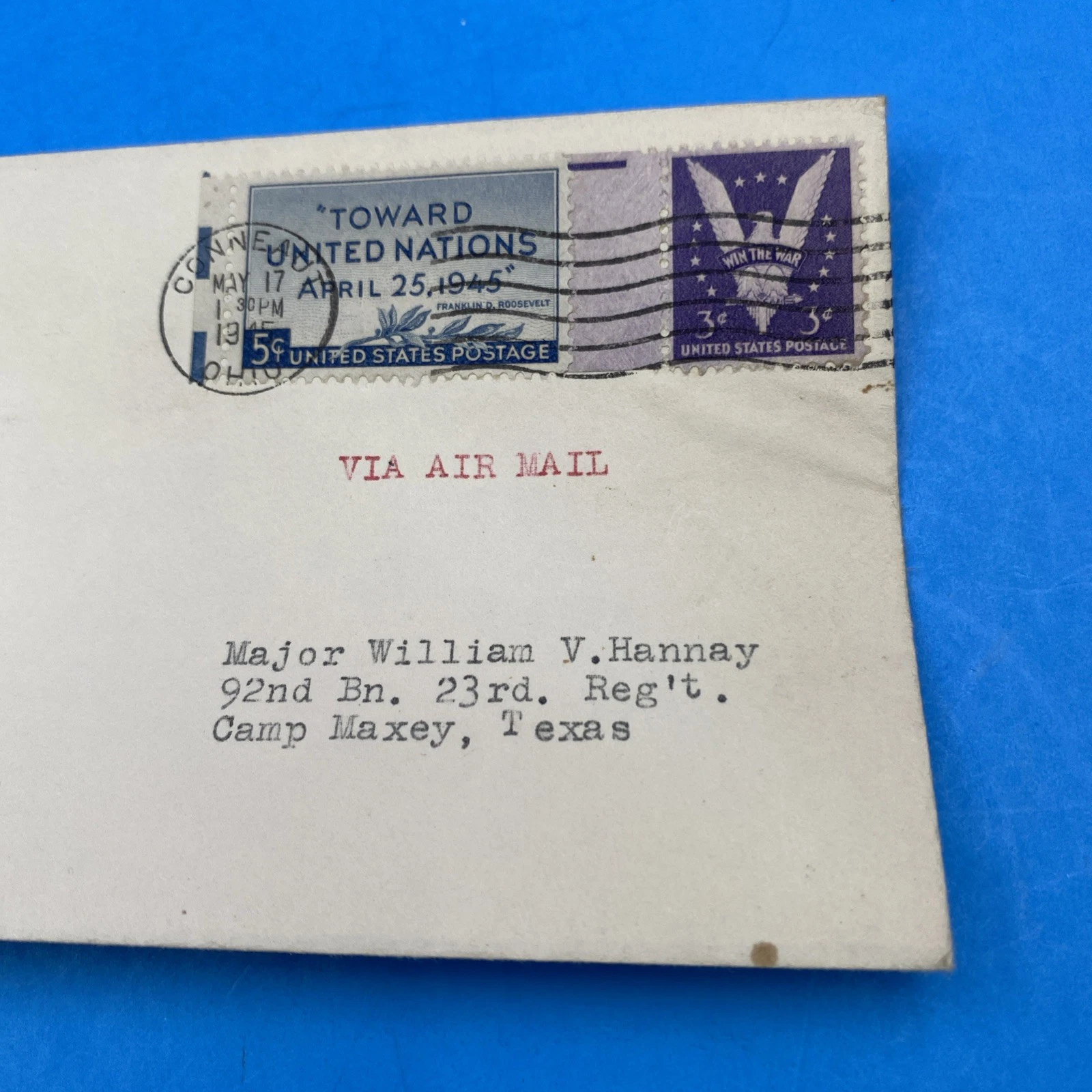 1945 WWII Patriotic Cover D. Davis #29 Garden for Victory, 8¢ Airmail Camp Maxey - Image 3