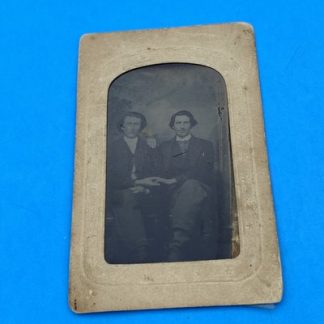 Rare 1800s Tintype of Two Men Holding Hands – Gay Interest, Framed, Inscribed