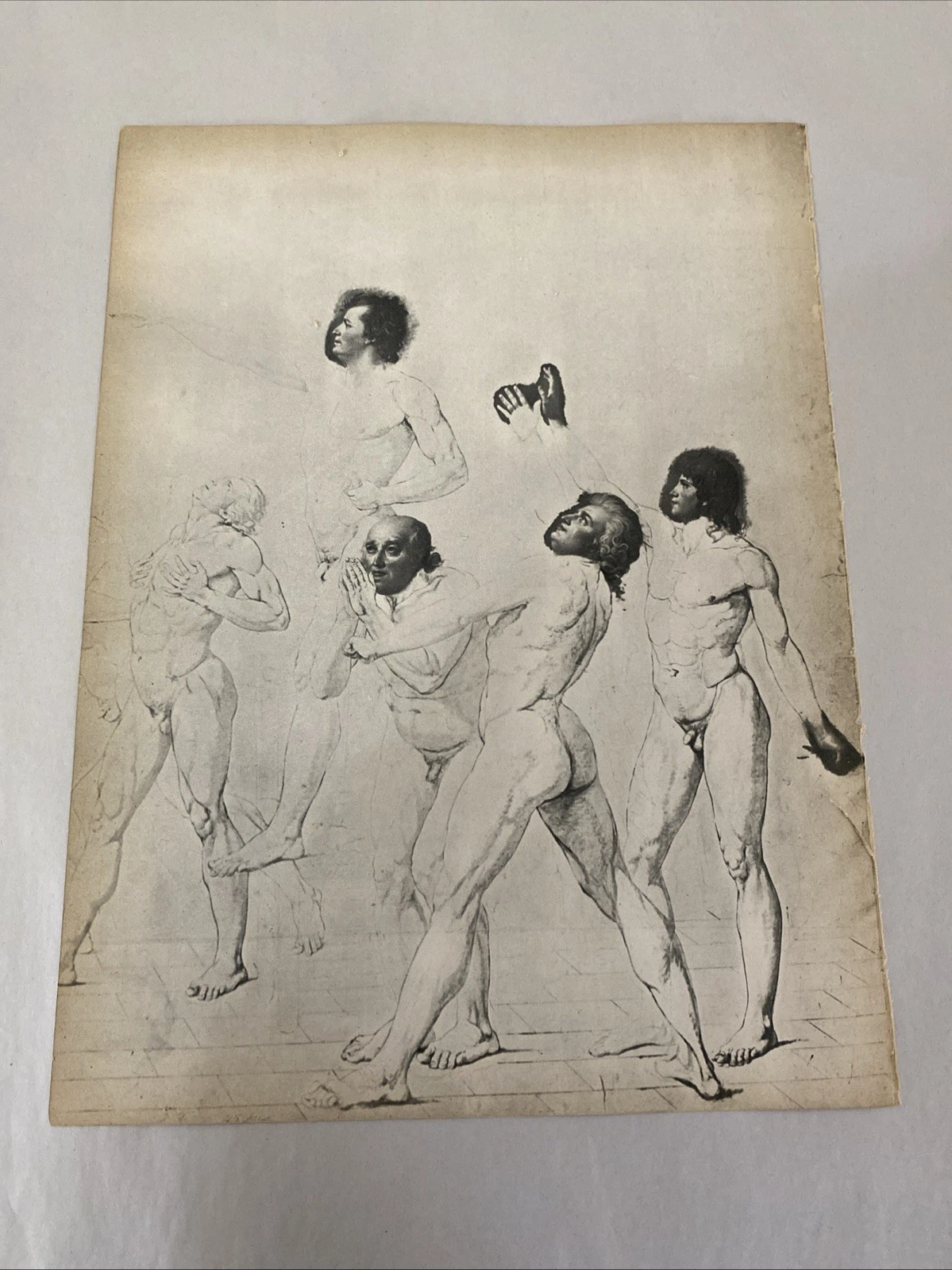 Verve 1939 single leaf: French male studies after David + Bracelli Harlequin art