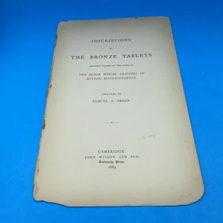 1883 Boston Burial Grounds Bronze Tablets Samuel A. Green Massachusetts Offprint