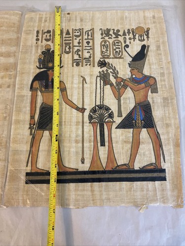 Two Egyptian Painting on papyrus paper with certificate from Delta papyrus - Image 6