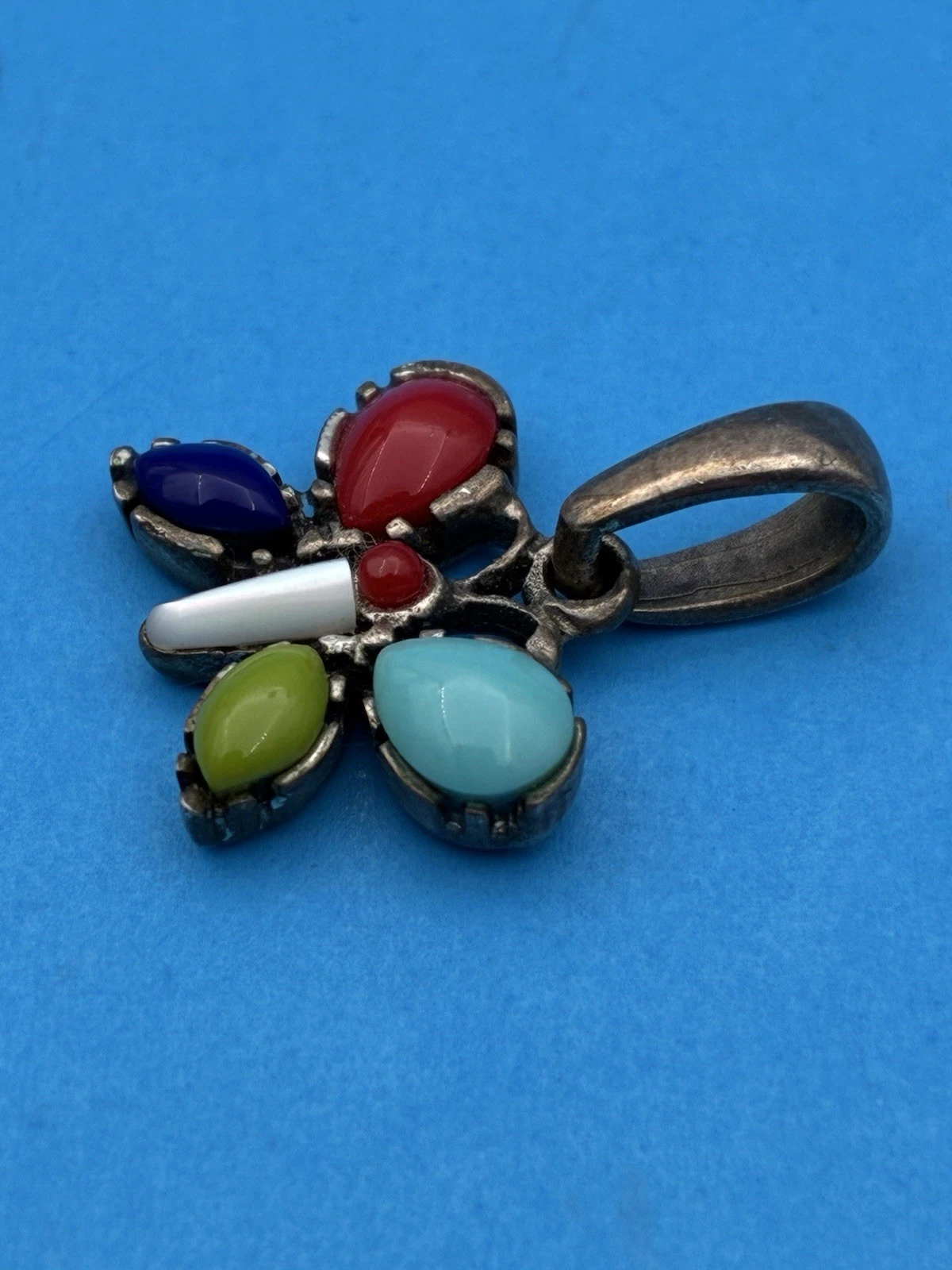 Vtg Silpada Sterling Silver 925 Butterfly Pendant, Turquoise, Coral, Lapis, MOP - Image 12