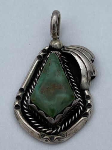 Fannie Platero Native American Platerofne Turquoise Pendant Sterling Silver