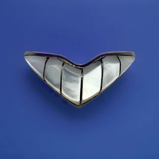 Zuni V Shaped Sterling Silver Mother of Pearl Inlay Ring Size 6.25
