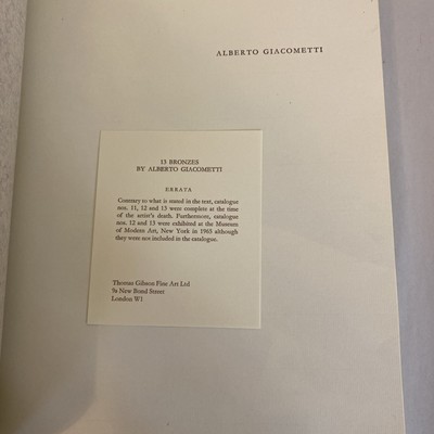 ALBERTO GIACOMETTI THIRTEEN BRONZES EXHIBITION CATALOGUE THOMAS GIBSON 1977 - Image 6