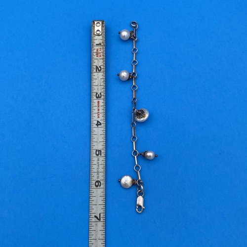 Vintage Silver bracelet with real freshwater pearl 12.8 Grams - Image 5