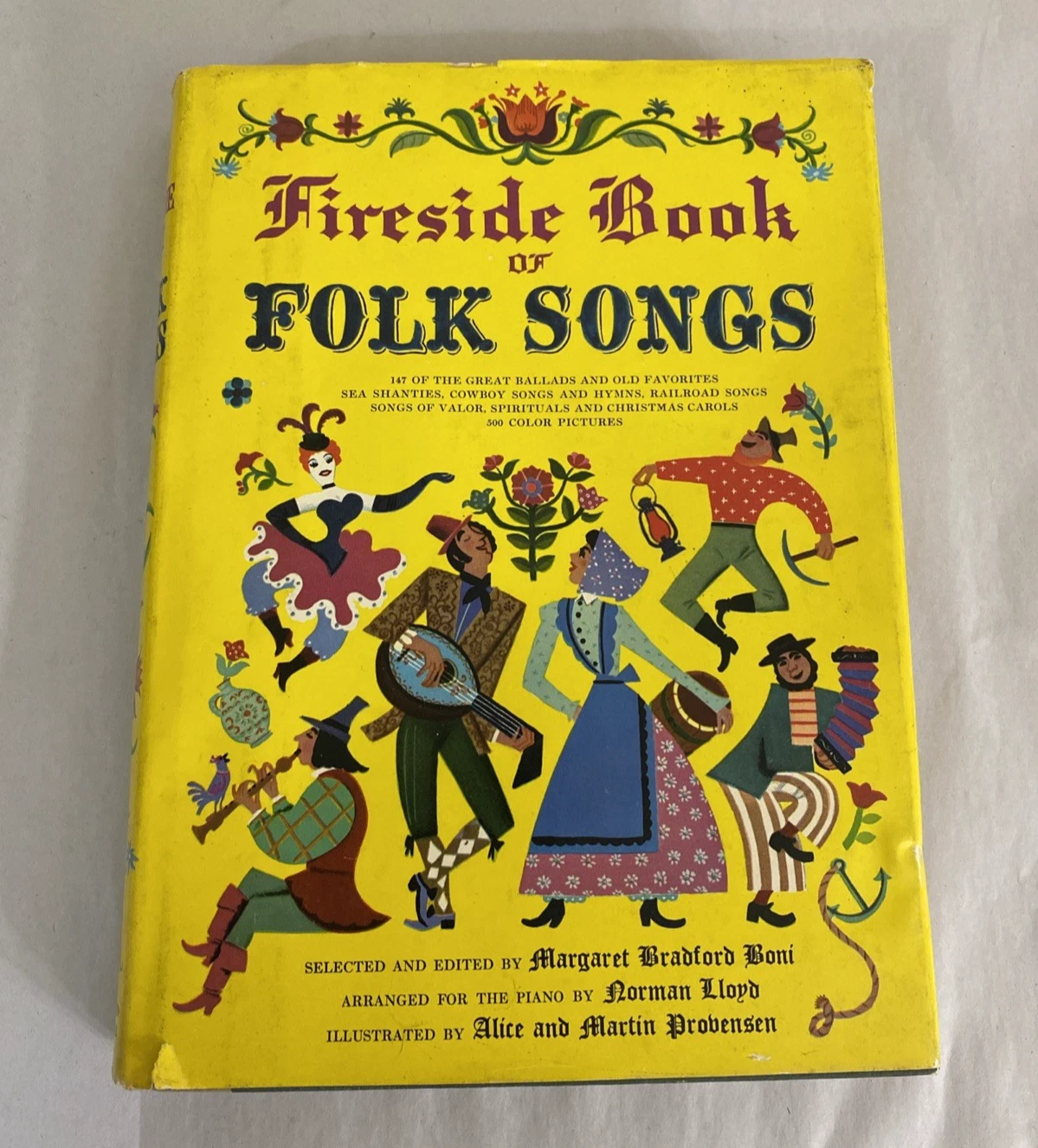 Fireside Book of Folk Songs 1947 Harvest Provensen Illus DJ Simon & Schuster