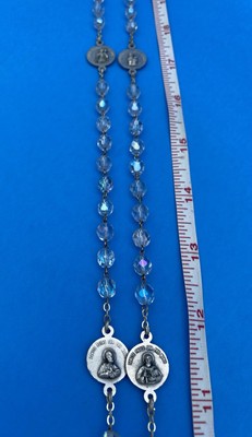 Vintage AB Crystal Faceted Glass Rosary, 4 Basilicas ROMA CITA ETERNA, Italy 20” - Image 10