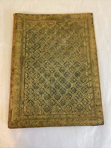Antique Leather Book Cover With Intricate Gold Inlay