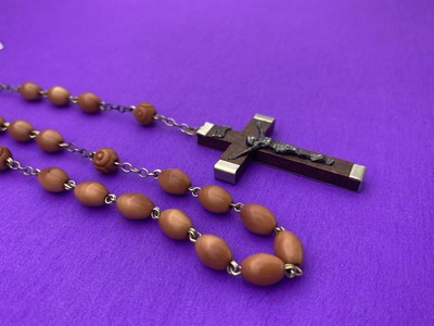 Vintage Wood Coco Veritable Rosary, FRANCE, Virgin Mary & Child Christianity 20" - Image 7