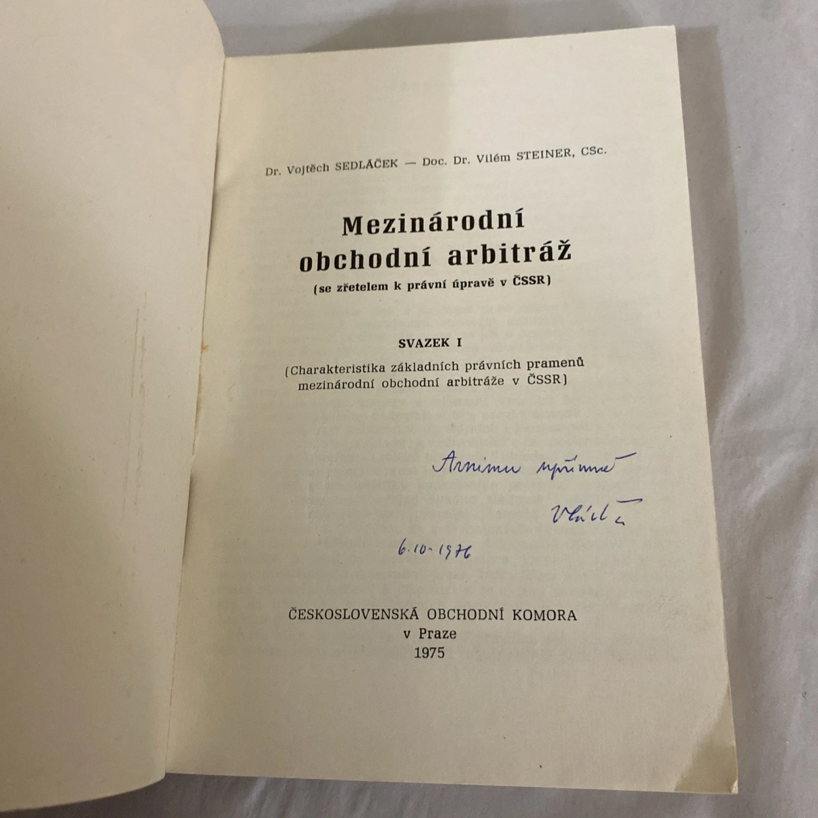 1975 Mezinárodní Obchodní Arbitráž Czech Trade Law Arbitration Vol I Signed - Image 3
