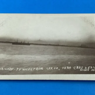 1914 USS Virginia Vera Cruz Mexico Mt Orizaba Wilson Photo RPPC AZO Rare US Navy
