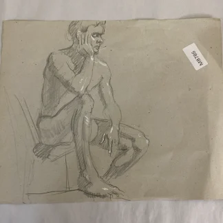Rare Frances Watt Double-Sided Nude Figure Study Drawing in Graphite w/ COA