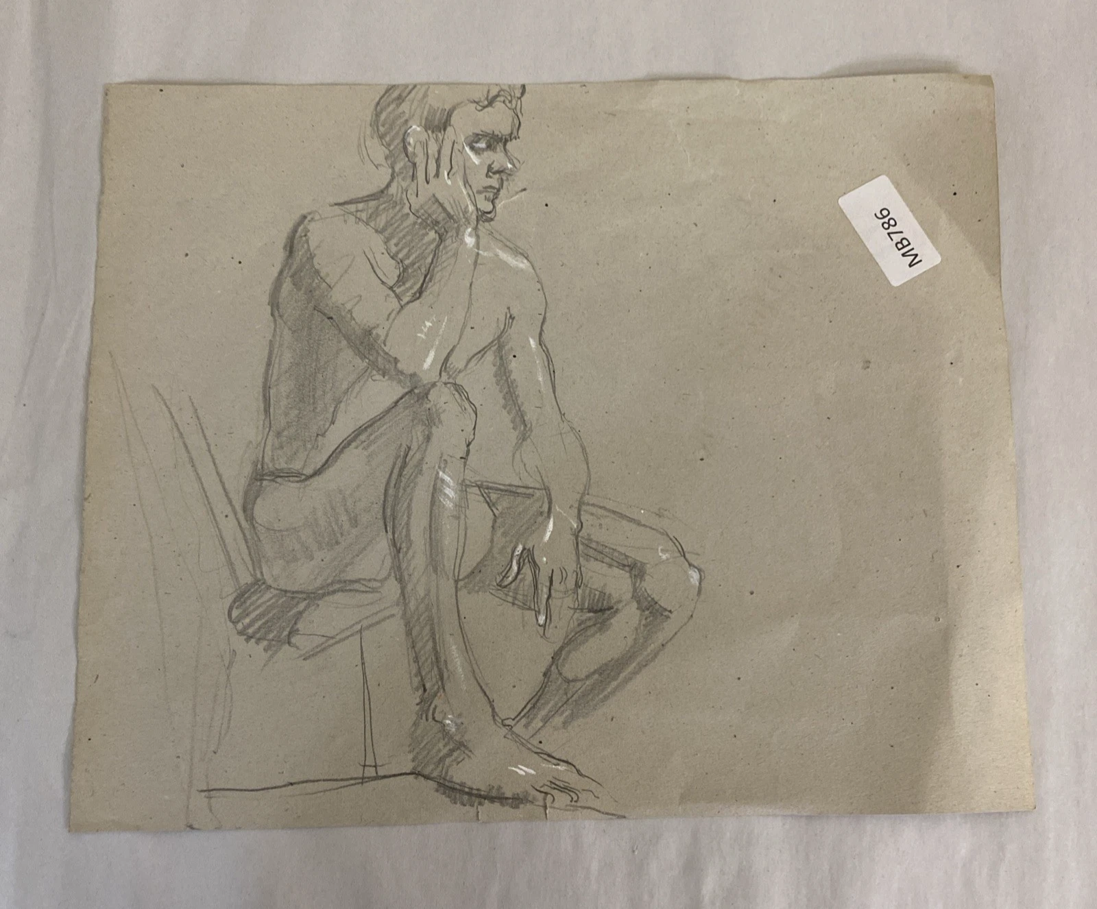 Rare Frances Watt Double-Sided Nude Figure Study Drawing in Graphite w/ COA