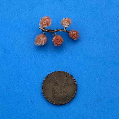 Vintage Genuine Coral Hand Carved Rose(s) Pendant - Image 3