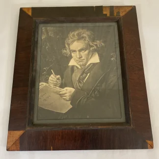 Antique 1910s Framed Beethoven Portrait Print with Original Glass